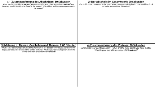 IB Lang B German HL - Literature Presentation (Oral Exam)