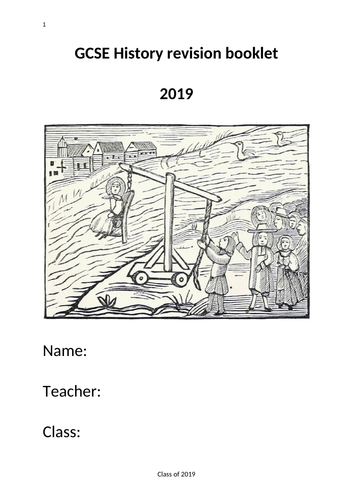 Revision work booklet: Edexcel 9-1 GCSE History (C&P, Cold War, Normans, USA)