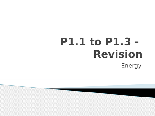 Revision slides for energy and waves topics