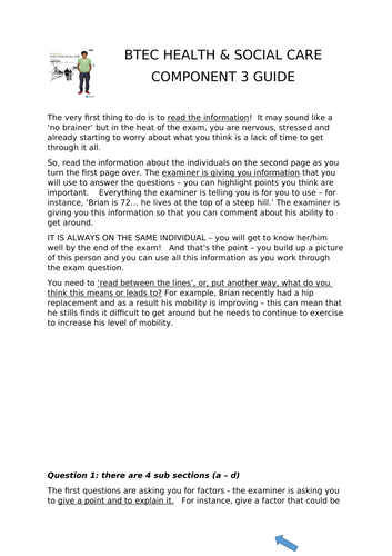 BTEC Tech Award Health & Social Care. Componet 3