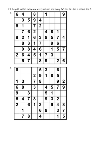 100 Sudoku Puzzles Plus Answers Easy level Maths Logic Fun Critical ...