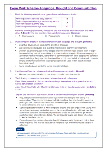 REVISION LESSON - Language, Thought & Communication - AQA GCSE Psychology (9-1)