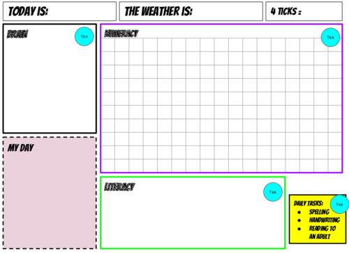 Learning mat/visual timetable for SEMH/anxiety/PDA/ASD