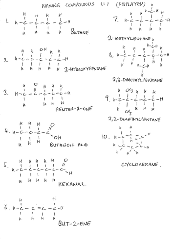 Displayed and skeletal formual