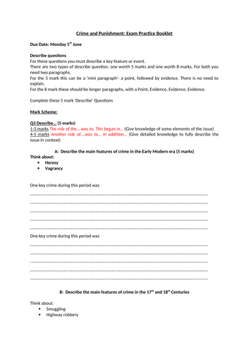 Eduqas History GCSE- Crime and Punishment Revision Booklet