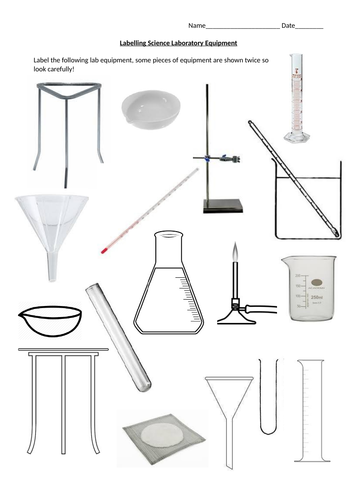 science equipment labeled