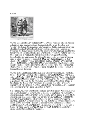 'The Winter's Tale': importance of minor characters - Camillo