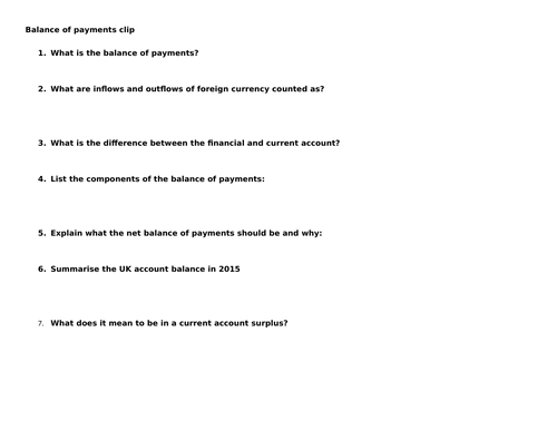 Balance of payments lesson