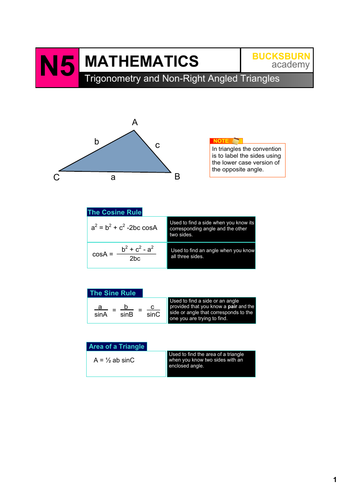 N5 Trigonometry (non right angled)