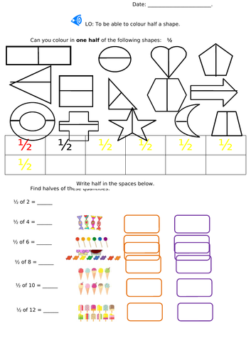 Half of shapes and numbers/ quantity