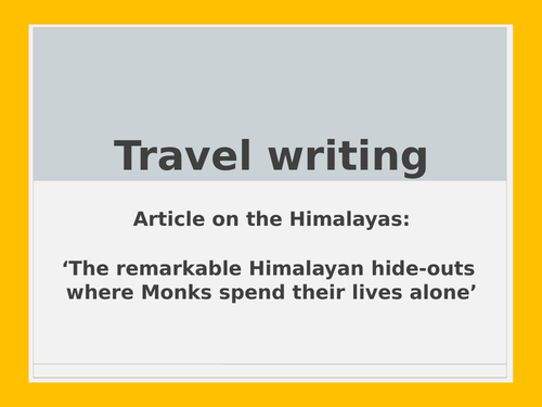 Travel writing / English language GCSE - responding to an article