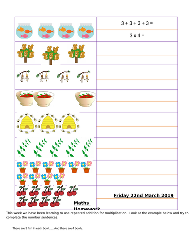 repeated addition multiplication year 1 teaching resources
