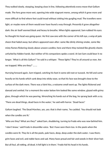 AQA Language Paper 1, Creative writing: Atmosphere and The Lord of the Rings