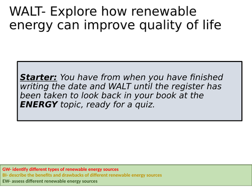 Non-Renewable and Renewable Energy quiz