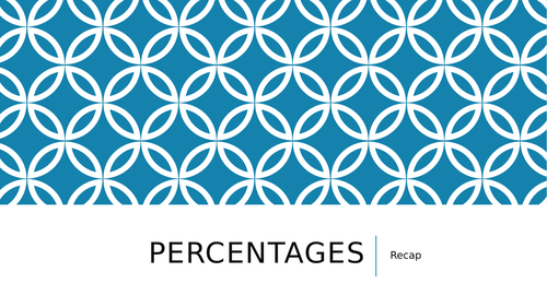 Week teaching sequence - year 6 percentages intro