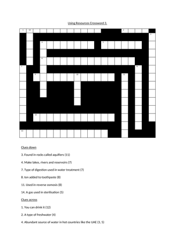 AQA 9-1 Combined Science 'Using Resources' Crosswords.