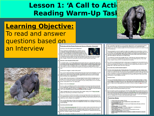 KS3 Reading Assessment – Interview  ‘Dynasties Chimpanzee’