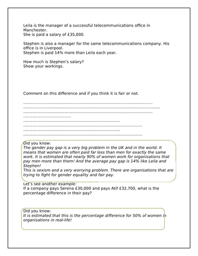 Percentages Problem Solving in Context