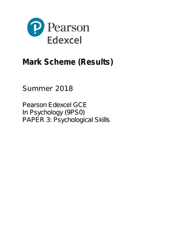A2 Edexcel Psychology Paper 1 2 3 Question Mark Scheme Teaching Resources