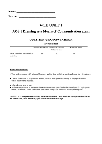 VCE VCD Technical Drawing exam 2