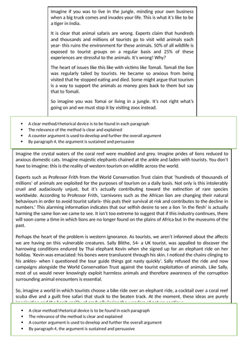 WAGOLL  and WAROLL Section B Paper 2