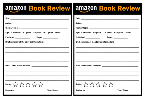 Amazon Style Book Review Template Teaching Resources