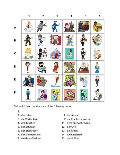 Berufe (Professions in German) Find it Worksheet