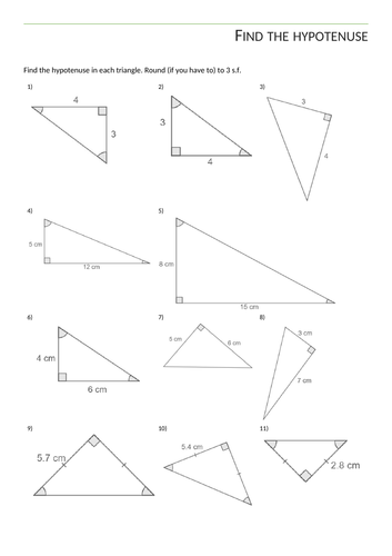 Find the hypotenuse