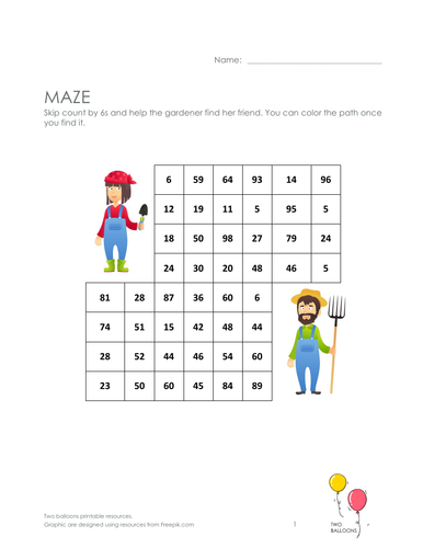 Gardeners maze: skip count by 6