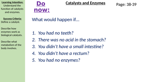 Catalysts and Enzymes AQA  B3.4