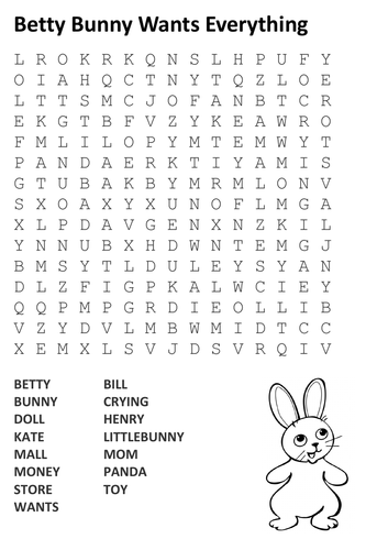 Betty Bunny Wants Everything Word Search