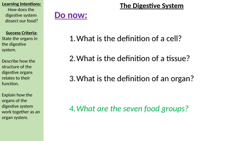 The human digestive system AQA B3.2