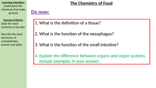 The chemistry of food AQA B3.3