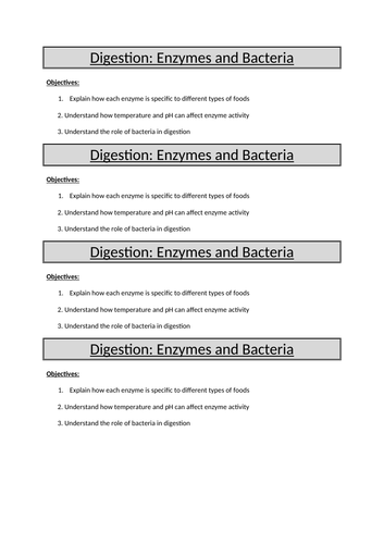 Enzymes in digestion