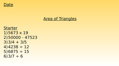Year 6 Area of Triangles Lesson