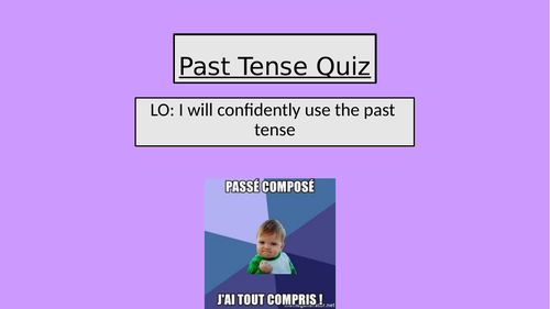 Past Tense Quiz Teaching Resources