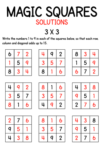 Magic Squares Puzzles [with solutions]