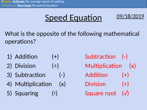 GCSE Physics: Speed Equation