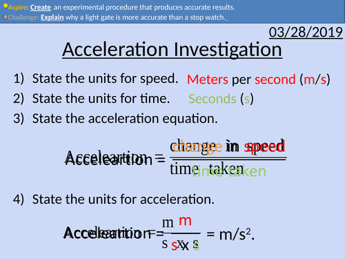 Gcse Physics Acceleration Planning An Experiment Teaching Resources