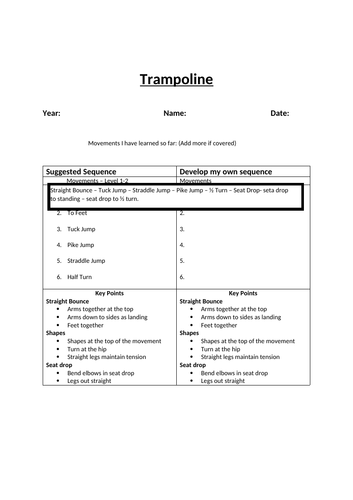 Trampoline booklet