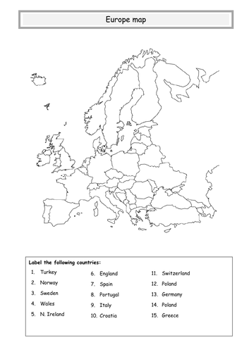 ** Europe countries map**