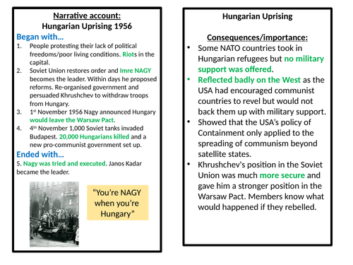 Edexcel 9-1 Cold War Narrative Account/Consequence completed REVISION CARDS.
