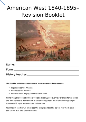 America 1840-1895 AQA Revision booklet for the whole unit.