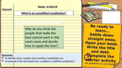 AQA 9-1 Citizenship GCSE Politics and Participation: Should the UK have a written constitution?