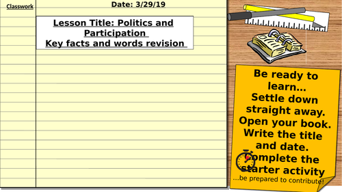 AQA 9-1 Citizenship Revision Politics and Participation: Top 30 keywords revision and source q