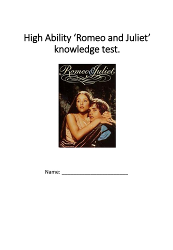 High ability 'Romeo and Juliet' knowledge test.