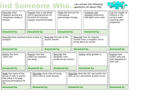 Edexcel CB2/SB2 'Find Someone Who...' Revision Activity