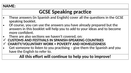 New GCSE Speaking practice - all topics