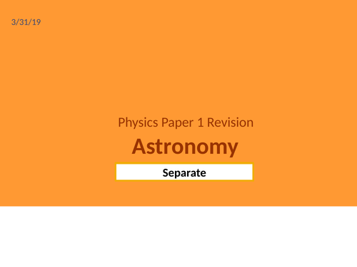 Astronomy - Whole Topic GCSE Revision