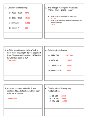 Whole Number relay race with answers | Teaching Resources